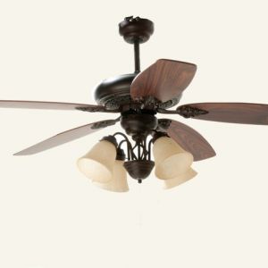 Mod: 5A4L52C ventilador de techo con control 5 aspas, 4 luces 52" madera color chocolate, 3 velocidades con el control se puede bajar o subir la intensidad de luz 