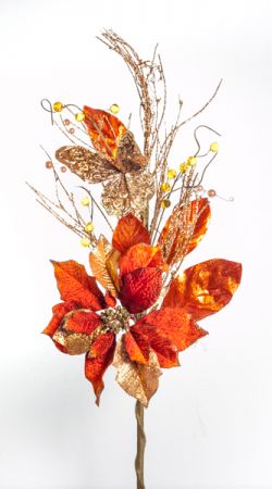 vara de noche buena con mariposa modelo: Y1142A oro, plata, bronce, rojo y azul turqueza 
